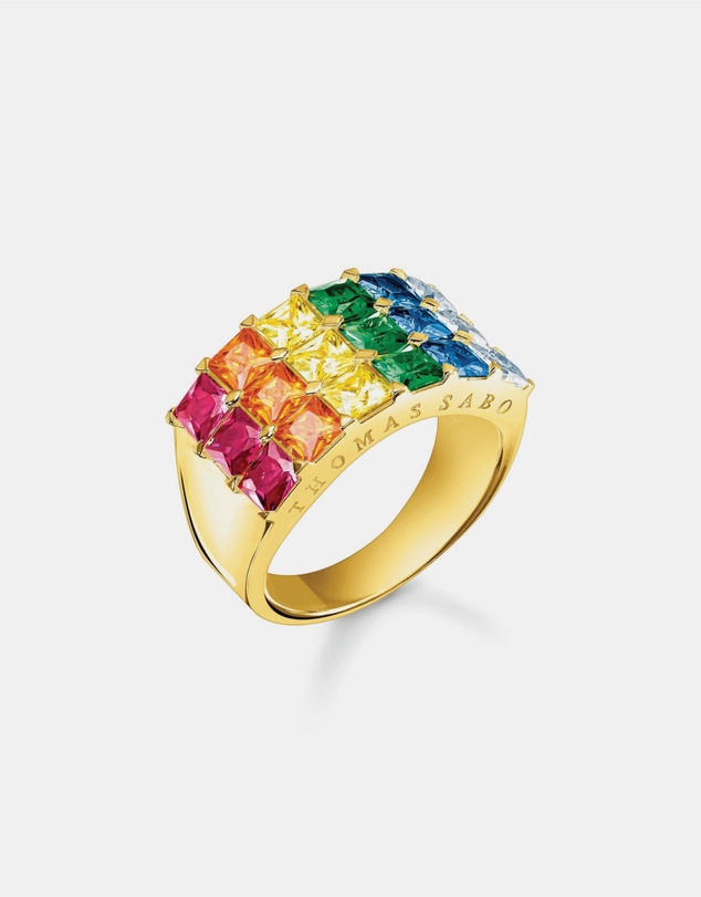 THOMAS SABO - Ring colourful stones pavé gold