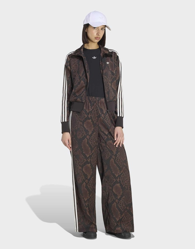 adidas Originals - SATIN SNAKE PRINT WIDE LEG TRACK PANTS Womens