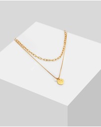 Elli Jewelry - Necklace Layer Plate Figaro 2-ply in 925 Sterling Silver Gold Plated