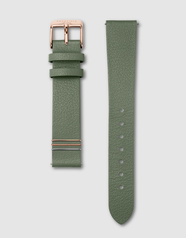 Rosefield - The West Village - White Dial With Green Band