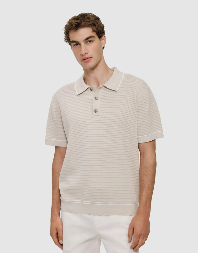Trenery - Textured Cotton Tipped Knit Polo