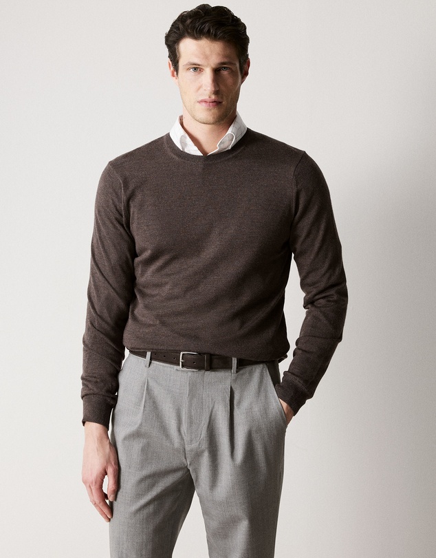 Trenery - Merino Crew in Chocolate