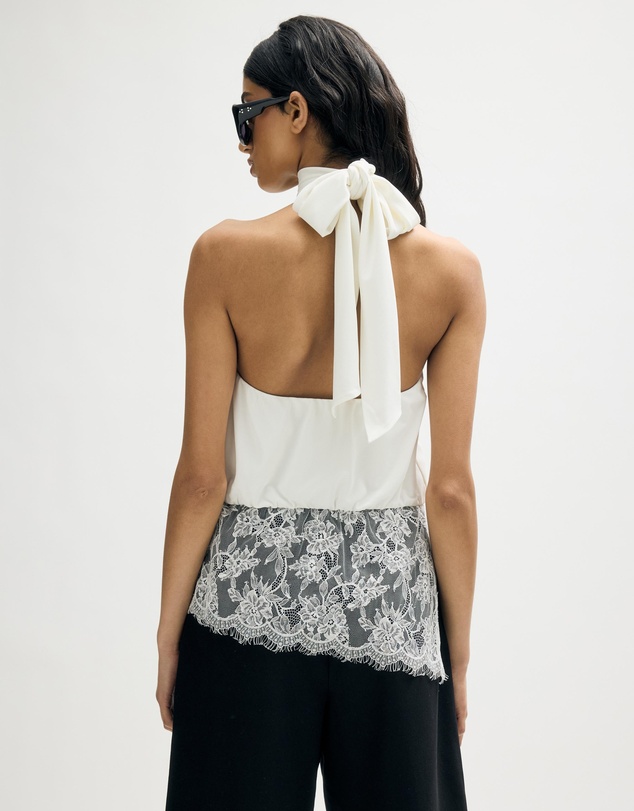 Minima Esenciales - Isaline Lace Hem Halter Top