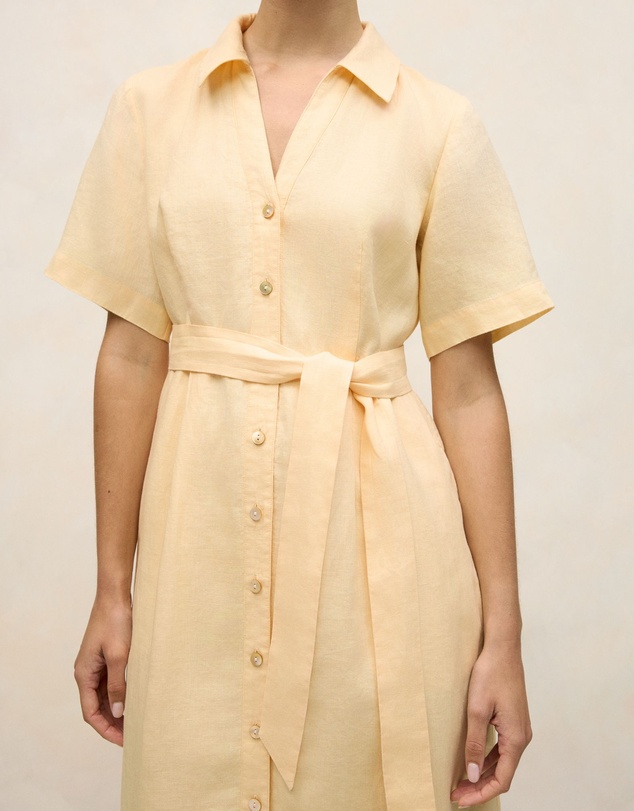 Trenery - Linen Button Detail Shirt Dress in Butter