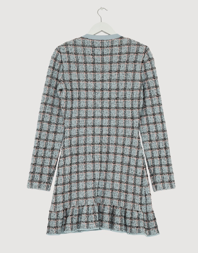 Revibe - Repaired Self Portrait Check Knit Mini Dress - AU 10
