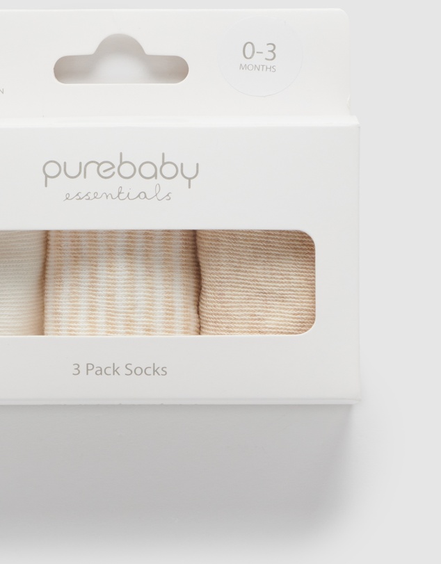Purebaby - 3 Sock Pack-Kids-Babies