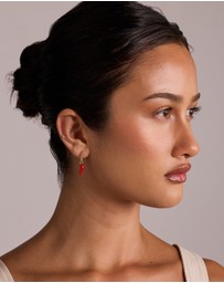 Michael Hill - Red Cornicello Single Earring Charm in 10kt Yellow Gold