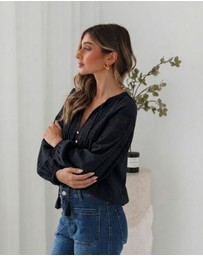 Esther & Co - Chenille Blouse - Black Lace