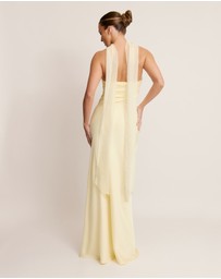 Six Stories - Chiffon Bandeau Satin Maxi Dress
