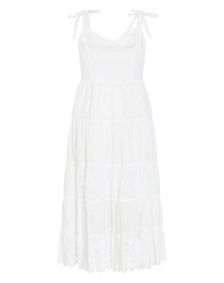 City Chic - Plus size Allegra Embroidered Tier Dress - ivory