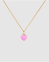 Elli Jewelry - Necklace Kids Heart Pendant Cute with Enamel Pink in 925 sterling silver gold plated