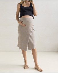 Angel Maternity - Cozy Elegance Wool Blend Maternity Skirt - Beige