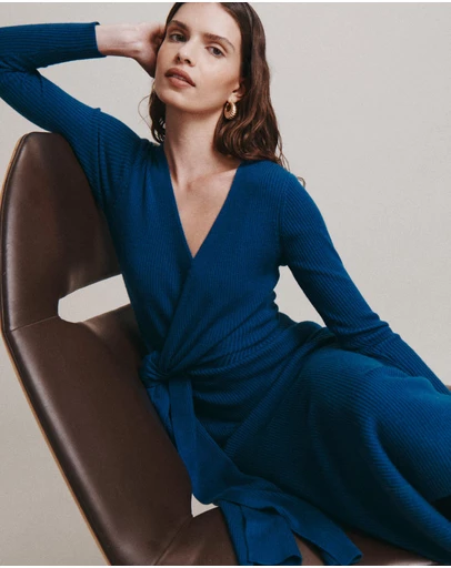 SABA - Elle Wool Blend Wrap Knit Dress