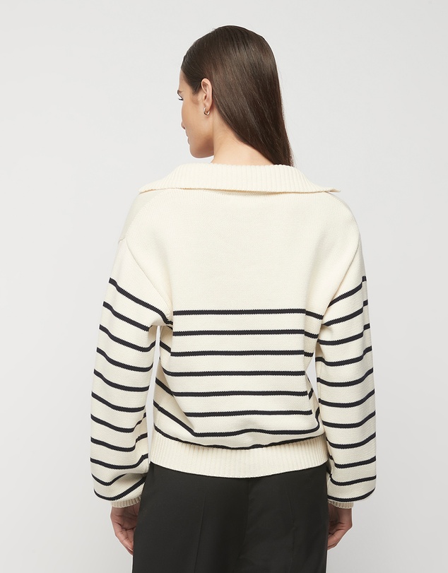 FRIEND of AUDREY - Collared Cotton Striped Knit
