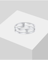 Kuzzoi - ICONIC EXCLUSIVE - Ring Men Angular Shape Solid Trend Basic in 925 Sterling Silver