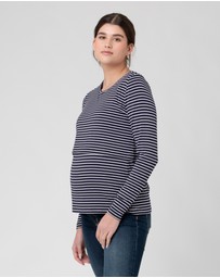 Ripe Maternity - Stripe Layered Nursing Top