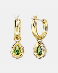 Swarovski - Chroma drop earrings, Pear cut, Green, Gold-tone plated