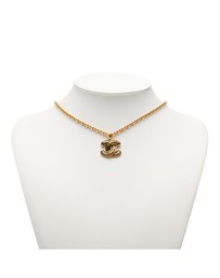 Pre-Loved by Azura Reborn - Pre-Loved Gold Plated Quilted CC Pendant Necklace