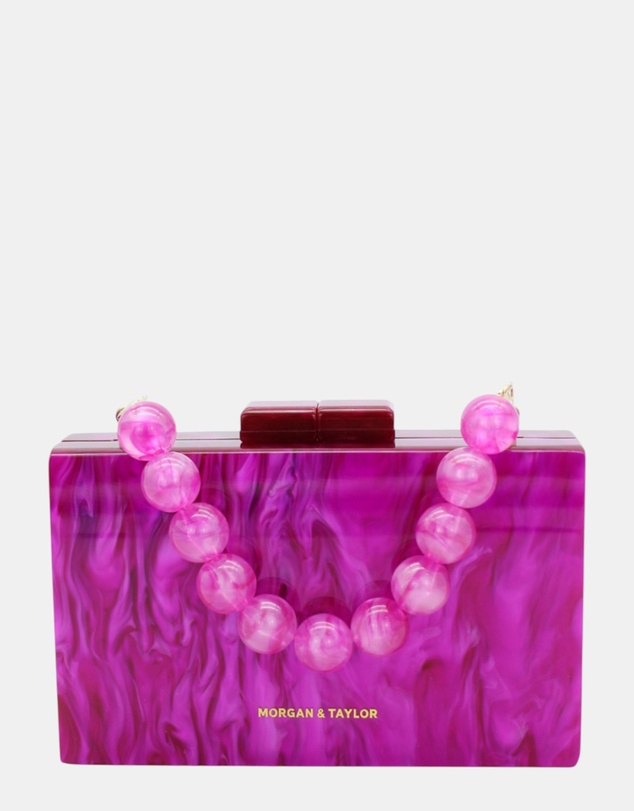 Morgan & Taylor - Arya Acrylic Clutch in Hot Pink
