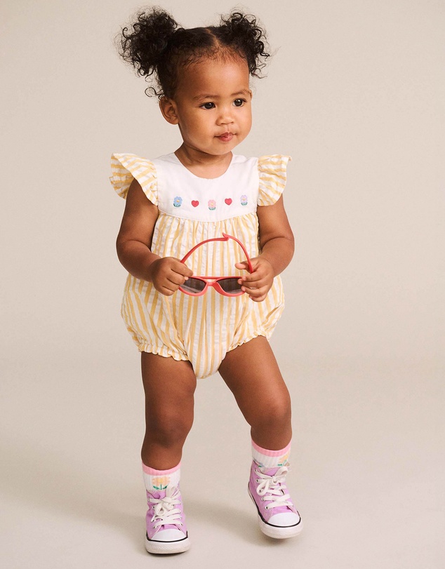 Huxbaby - Flower Field Stripe Playsuit - Babies