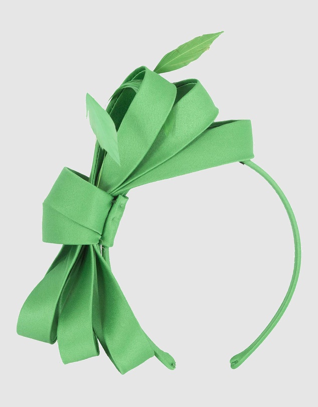 Max Alexander - Large Green Satin Bow Racing Fascinator