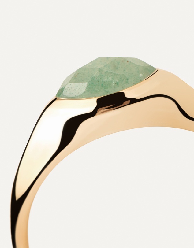 PDPAOLA - Green Aventurine Nomad Stamp Ring