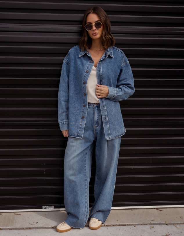 ALEXANDRA - Basen Shacket Blue Denim