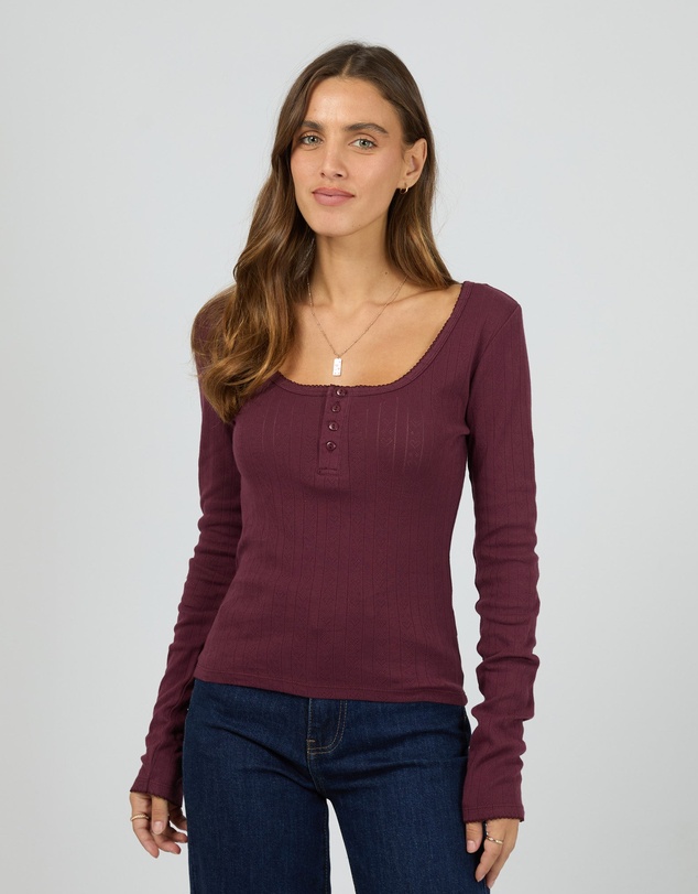 All About Eve - Tia Long Sleeve Top Wine