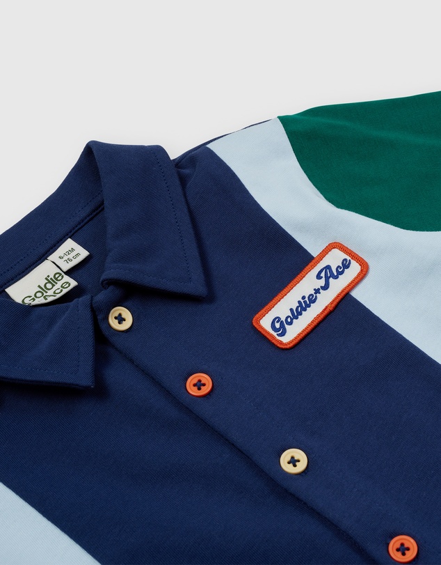Goldie + Ace - Panelled Rugby Logo Romper - Babies