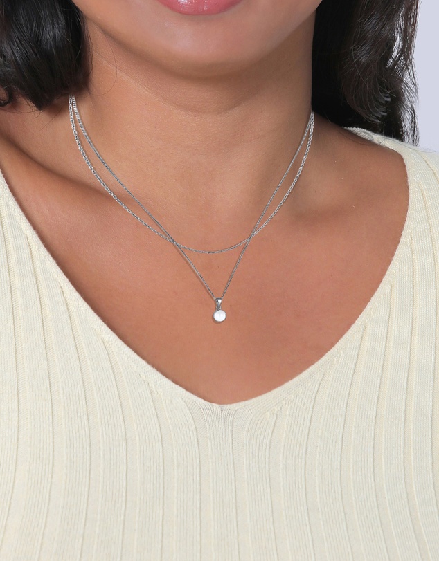 Elli Jewelry - Necklace Layer Circle Moonstone 925 Sterling Silver