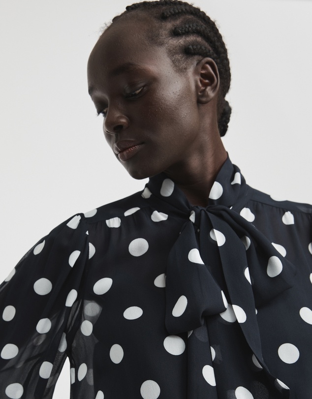 Witchery - Spot Print Tie Neck Blouse
