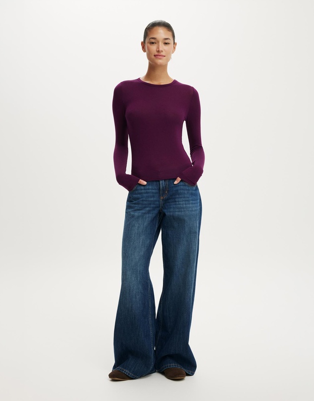 Cotton On - Sheer Layer Crew Long Sleeve Top