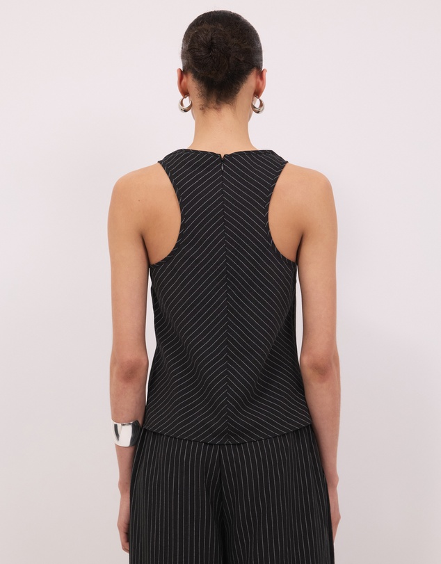 Calli - Andy Pinstripe High Neck Racer Back Sleeveless Top