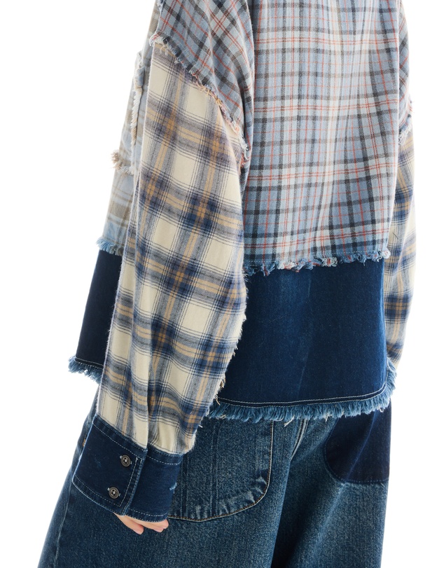 THE TALES - Mixed Flannel And Denim Shirt