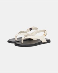 Tommy Hilfiger - Leather Color-Blocked Square Toe Sandals - Women's