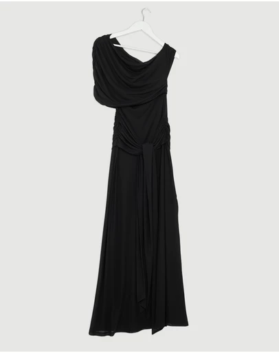 Revibe - Repaired CHANCERY Margot One Shoulder Drape Maxi Dress - AU 10