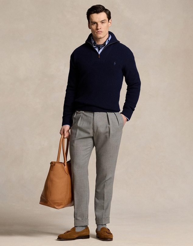 Polo Ralph Lauren - Waffle Wool-Cotton Quarter-Zip Sweater