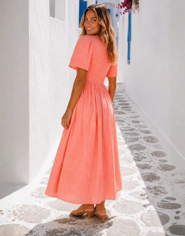 Esther & Co - Iolana Dress - Coral