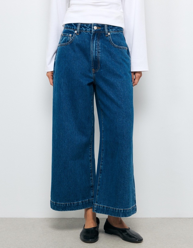 AERE - High Rise Wide Crop Jeans
