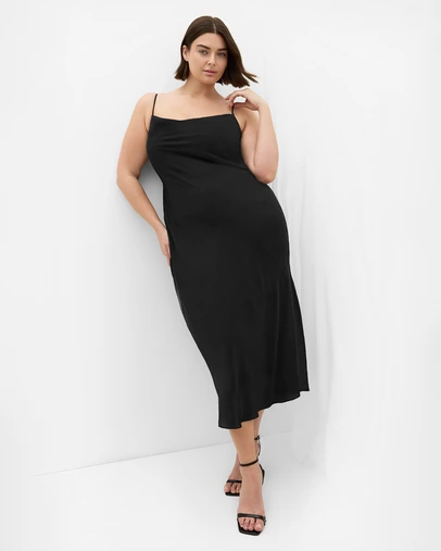City Chic - Plus size Elsie Cowl Neck Slip Dress - black