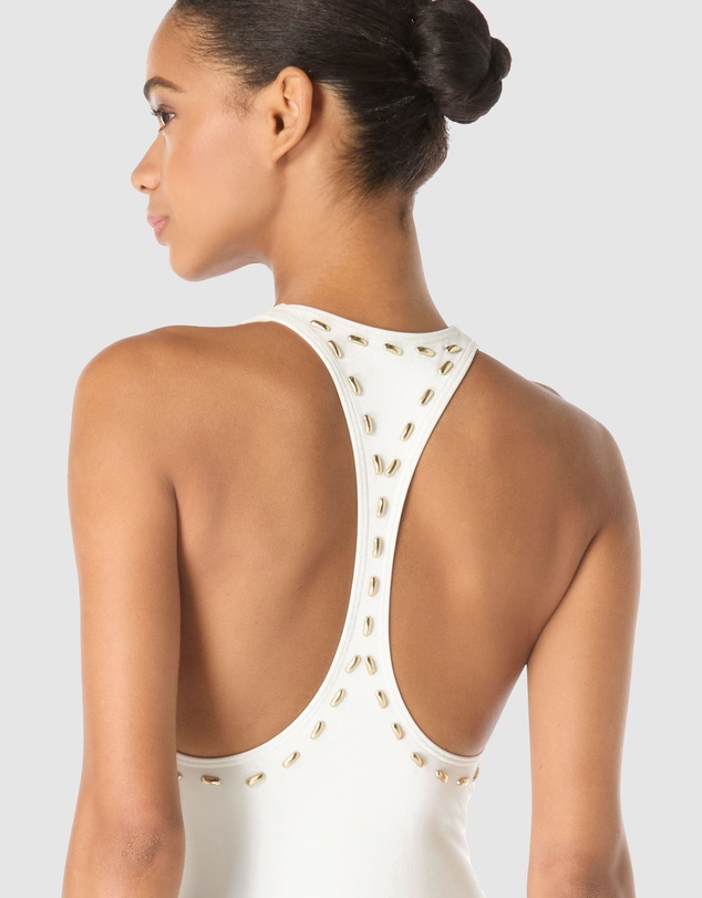 Michael Kors - Gold Studded Padded Cup One-Piece Racerback Swimsuit