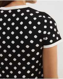 Atmos&Here - Kallie Polka Dot Short Sleeve Knit Top