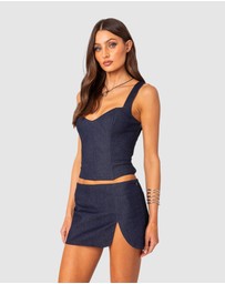 EDIKTED - Jemma Lace Up Denim Corset