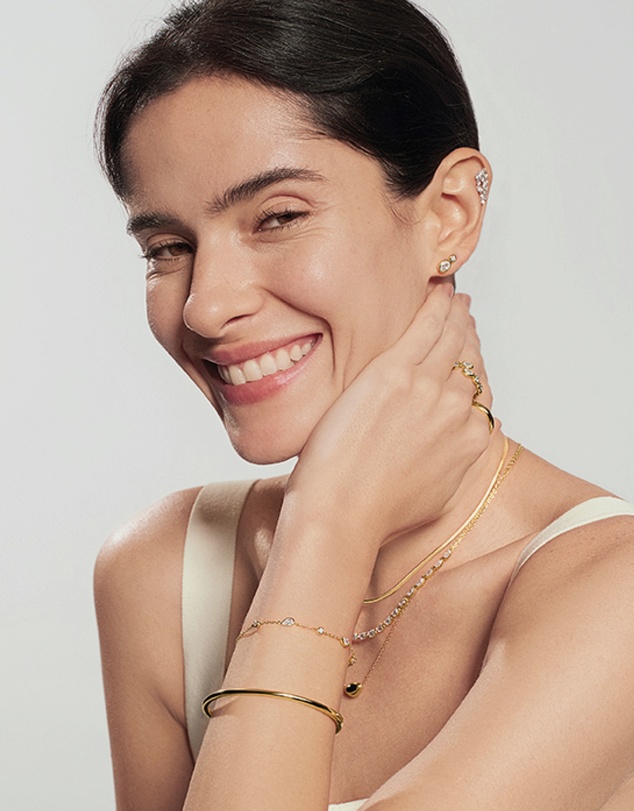 Ania Haie - Gold Round & Teardrop Bezel Station Bracelet