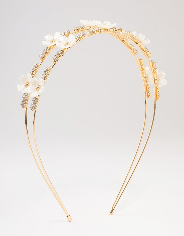 Lovisa - Gold Mini Crystal Flower Beaded Headband