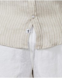 Vacay Swimwear - Brown Stripe Linen Shirt