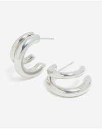 Lovisa - Waterproof Stainless Steel Double Illusion Open Hoop Earrings