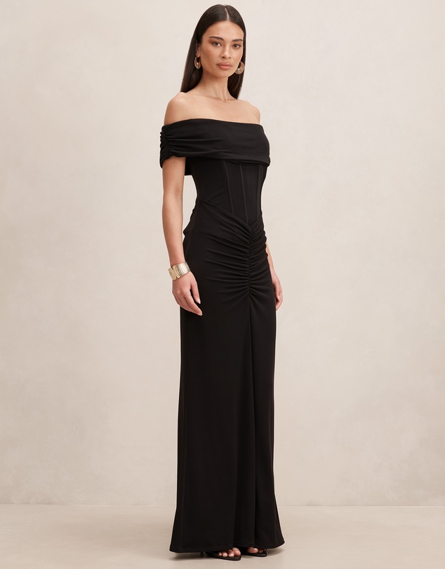 Forever New - Ania Ruched Bardot Neck Maxi Dress