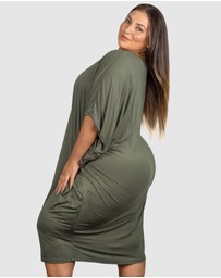 B Free Intimate Apparel - Plus Size Bamboo V Neck Draped Dress
