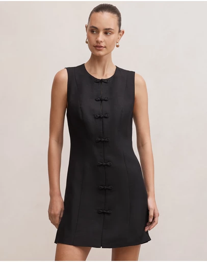 Forever New - Ari Embroidered Closure Mini Dress
